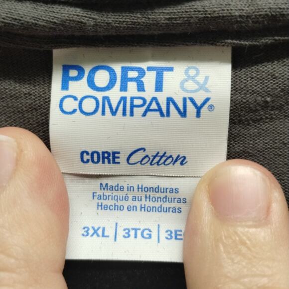 I May Look Calm But Men's Size 3XL Gray Smiley Face Short Sleeve Tee Port & Co - Picture 4 of 5